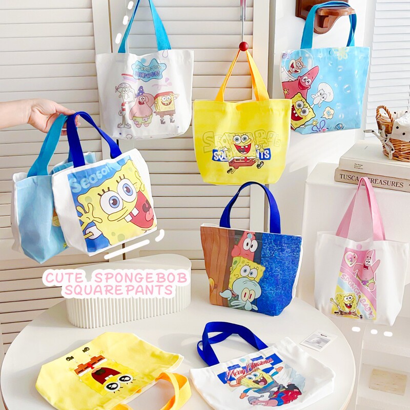 Spongebob Squarepants Children's Birthday Storage Bag Lunch Box Bag Souvenir Cartoon Tote Canvas Bag Large Capacity Storage Bag Spongebob Squarepants Children's Birthday Storage Bag Lunch Box Bag Souvenir Cartoon Tote Canvas Bag Large Capacity Storage Bag