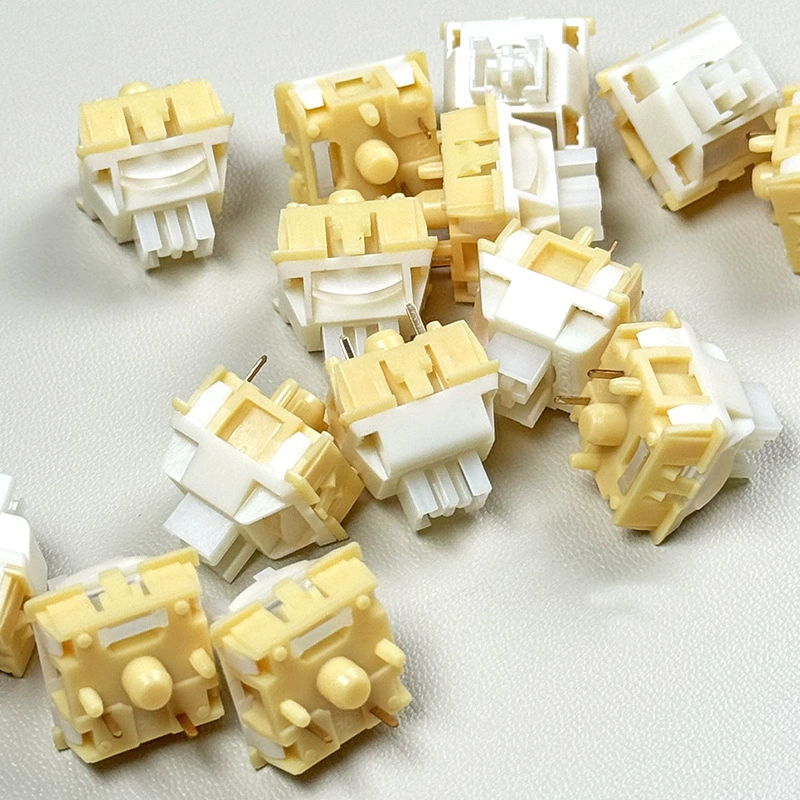 В наличии оптовый переключатель молочного оранжевого цвета с равномерной световой колонкой, 5-контактная механическая клавиатура, линейный переключатель «сделай сам», индивидуальный звук маджонга, полный POM