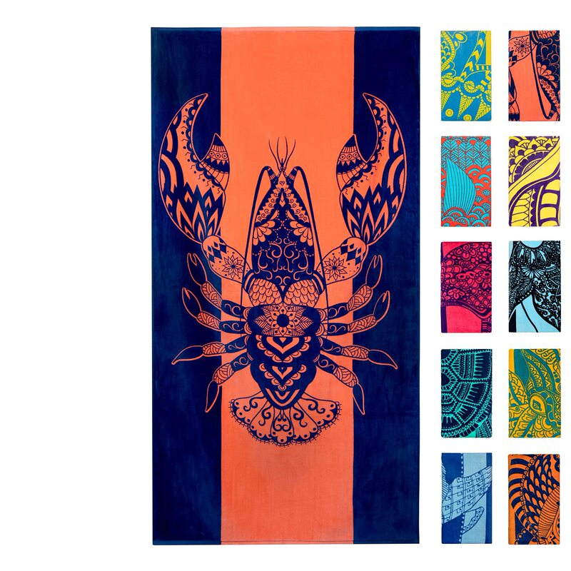 Cross-border Lobster Beach Towel Children Adult Seaside Holiday Bath Towel Sports Fitness Quick-drying Towel Factory Outlet