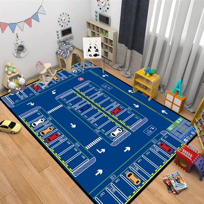 Avtomobil döşəmə paspasları, Parking Lot Traffic Children's Room - qybr-15358-80x120cm-crystal-velvet