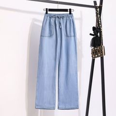 薄手デニムレディース2025新作春夏カジュアル長ズボンストレート小柄薄手