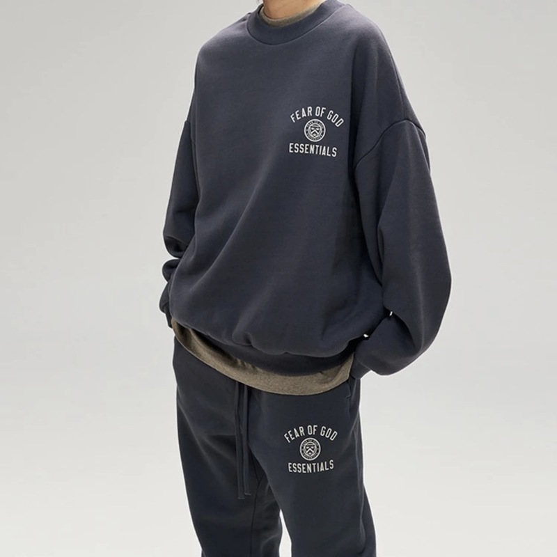 FOG FEAR OF GOD トレンディなベルベットのダブルレタープリントラウンドネックスウェットシャツカジュアルメンズとレディーススウェットシャツ|undefined
