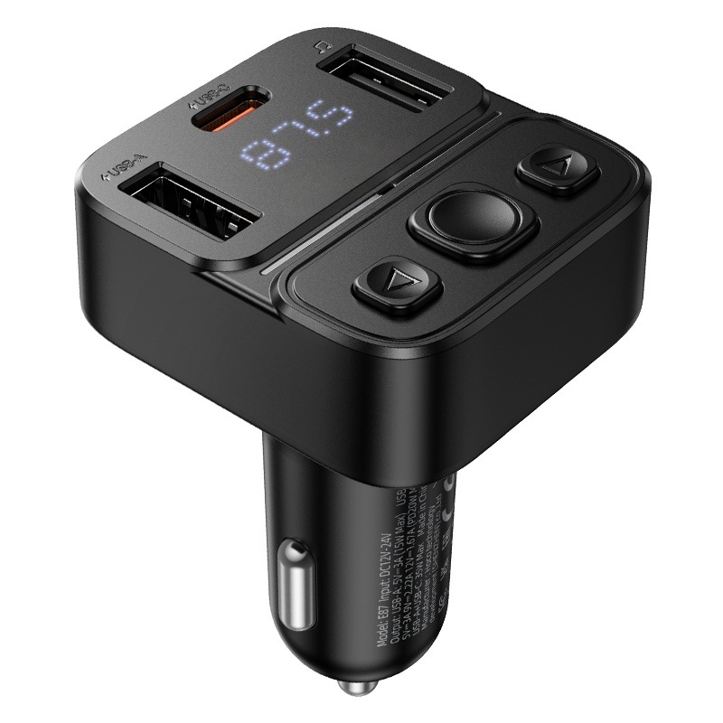 E87 Delta 35W (1A1C) Car Bluetooth Fm Transmitter Bluetooth 5.4 Supports USB Flash Drive Playback