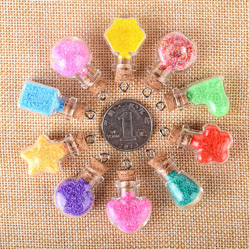 Cross-border exclusive mini alien bottle with wooden stopper wish bottle transparent glass bottle pendant necklace small shape bottle DIY