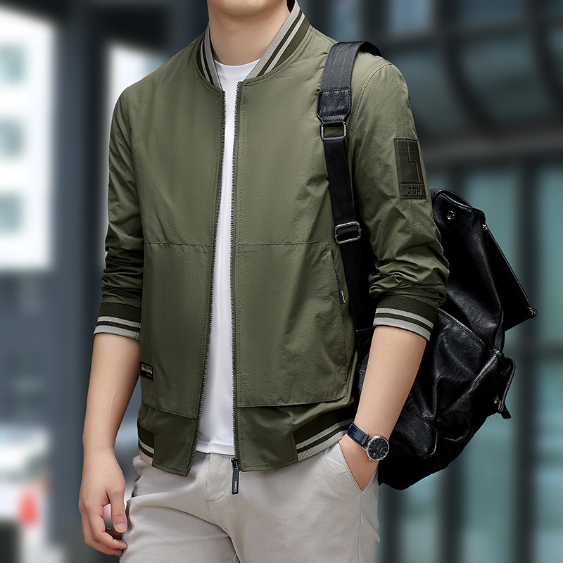 2026 Spring and Autumn Men's Baseball Collar Jacket Korean Style Trendy Outerwear Men's Casual Top Jacket for Young and Middle-Aged Men
