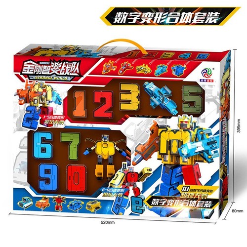 Assemble Building Blocks Transformer Large Number 10 Gold Titan Robot Children's Early Education Cognitive Educational Toys