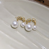 Fashionable advanced zirconium from pearl, retro earrings, high-quality style, french style, light luxury style, 2023 collection, wholesale