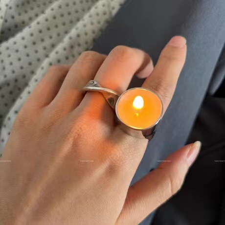 Personalized niche candle Candlestick street cool concept ins mirror exaggerated European and American gold-plated retro ring Personalized niche candle Candlestick street cool concept ins mirror exaggerated European and American gold-plated retro ring
