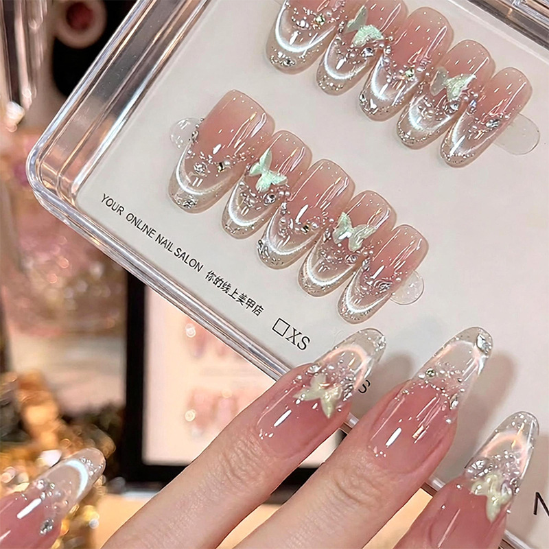 Aurora Butterfly Cat Eye Wearable Nails, Handmade French Style, High-End, Brightening, Wearable Finished Nail Tips Wholesale Aurora Butterfly Cat Eye Wearable Nails, Handmade French Style, High-End, Brightening, Wearable Finished Nail Tips Wholesale