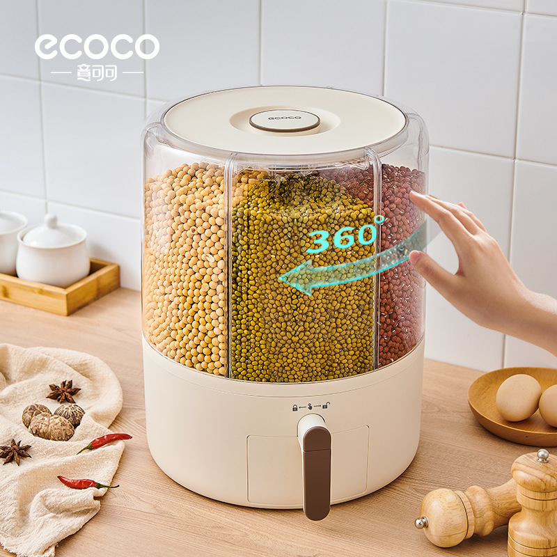 Caja de almacenamiento de granos compartimiento giratorio Cubo de arroz a prueba de insectos a prueba de humedad sellado hogar separado caja de almacenamiento de arroz olla de arroz