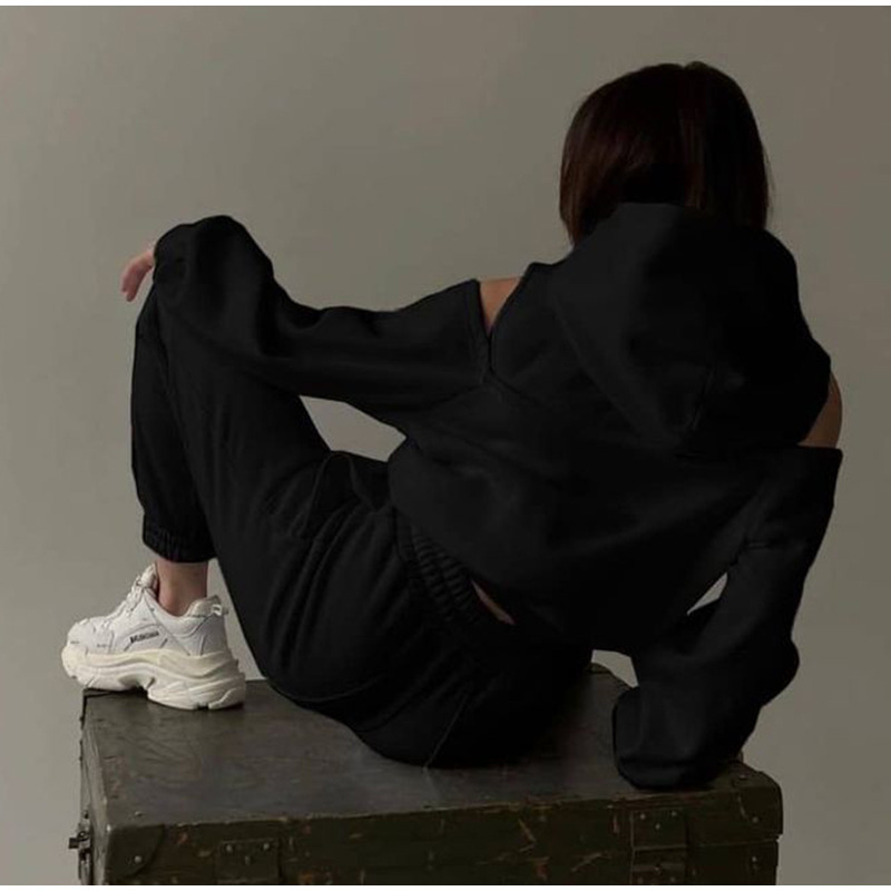 Versatile Women's Fleece-lined Long-sleeve Shorts Set For Spring_voghion.com
