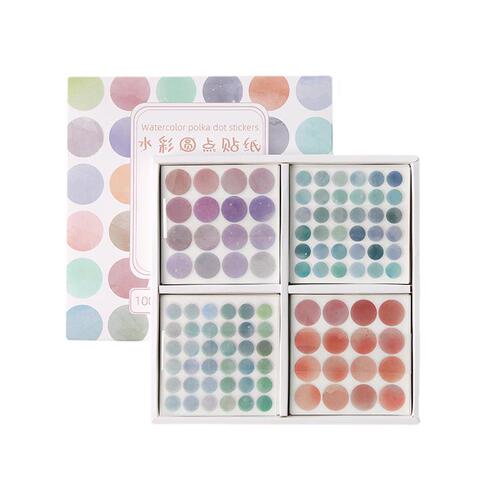 Nine ink salt watercolor dot sticker gift box cross-border creative simple handbook mark sticker material collage sticker