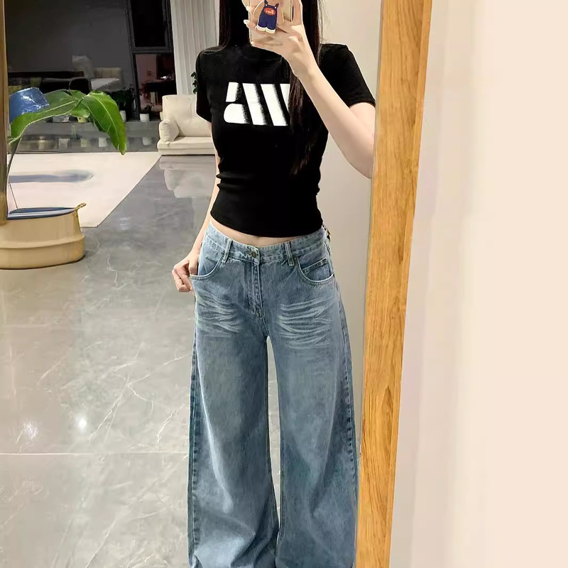 [40 210g combed 95% cotton + 5% spandex back collar] slim fit slim shoulder short sleeve T-shirt women's summer black
