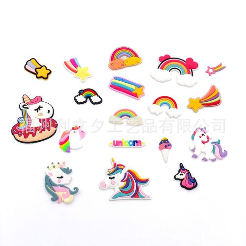 New Rainbow Unicorn Cute Cartoon Hole Shoes Shoe Flower Shoe Clip Accessory DIY Shoe Accessories