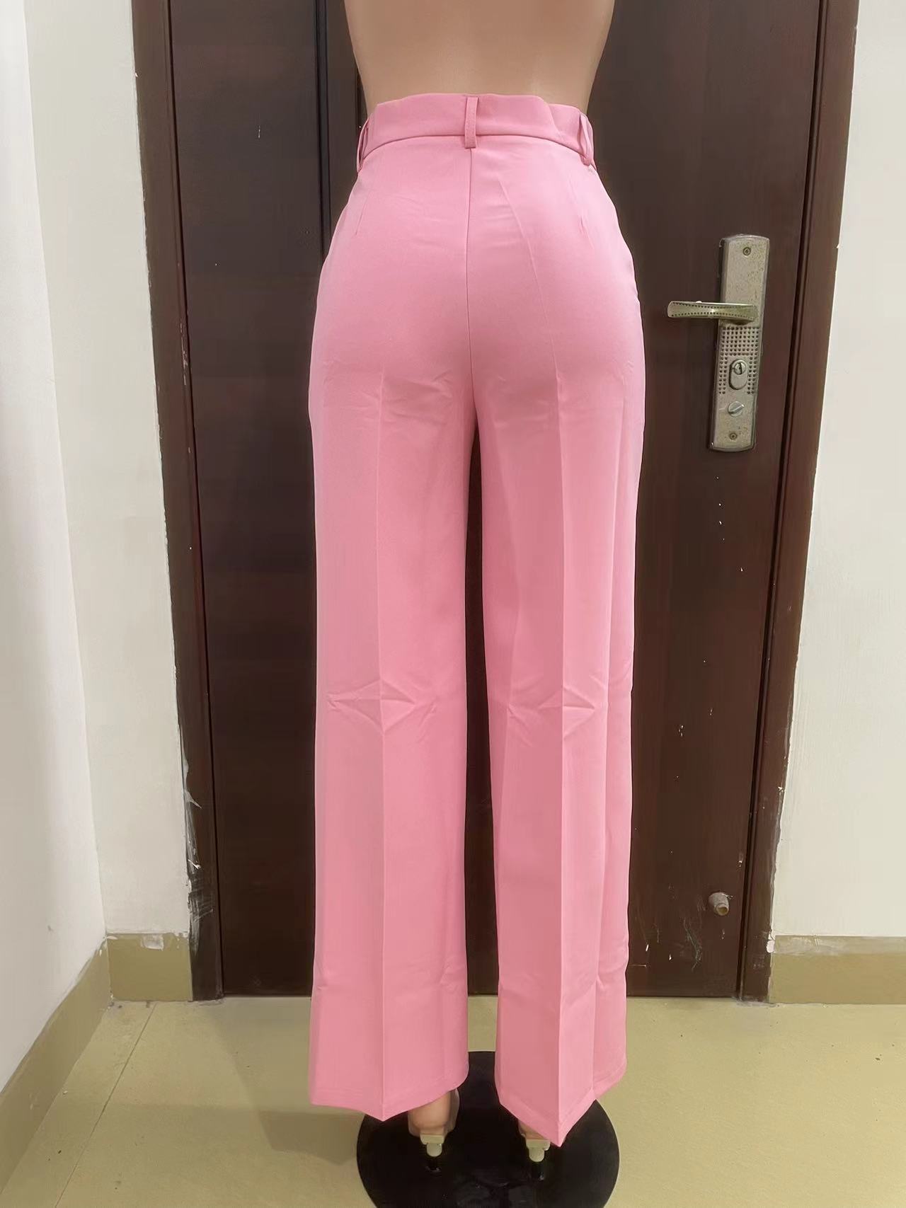 High waisted straight wide leg casual trousers_mkmklike.com