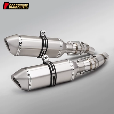 Motorcycle exhaust pipe | steel dual outlet mid-section