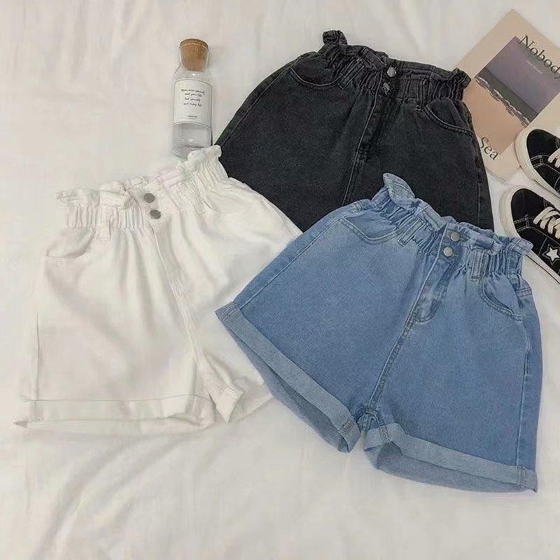 ChicShe Women's Denim 2025 Summer Elastic Waist Double Button Ladies Cuffed Loose Wide Leg Shorts_voghion.com