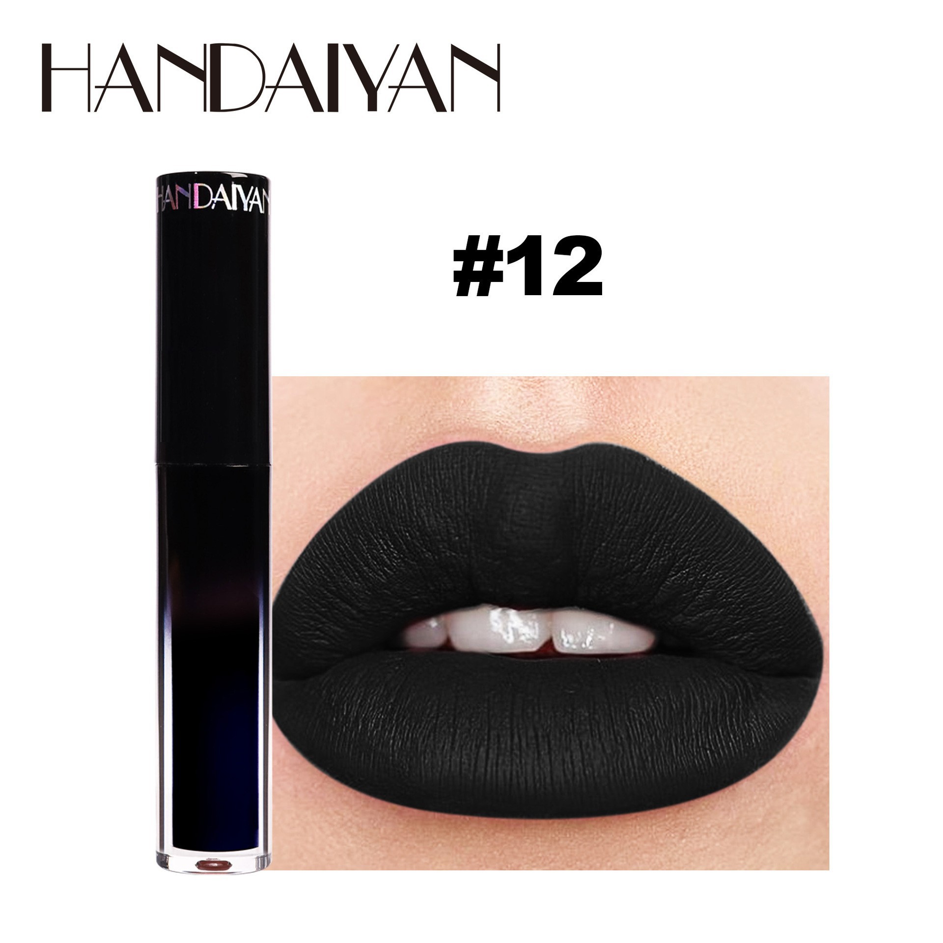 Han Han Huihandaiyan Halloween gótico esmalte labial cool chica oscura matte lipstick líquido labial image 9
