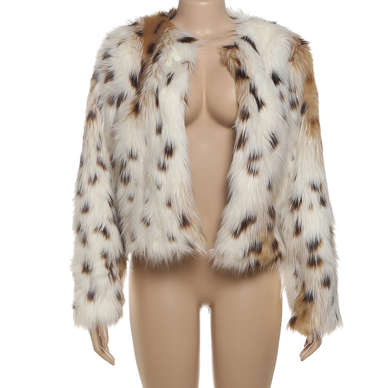Fall All Match Leopard Print Spotted Long Fur Warm Long Sleeves Coat 11 Fall All Match Leopard Print Spotted Long Fur Warm Long Sleeves Coat