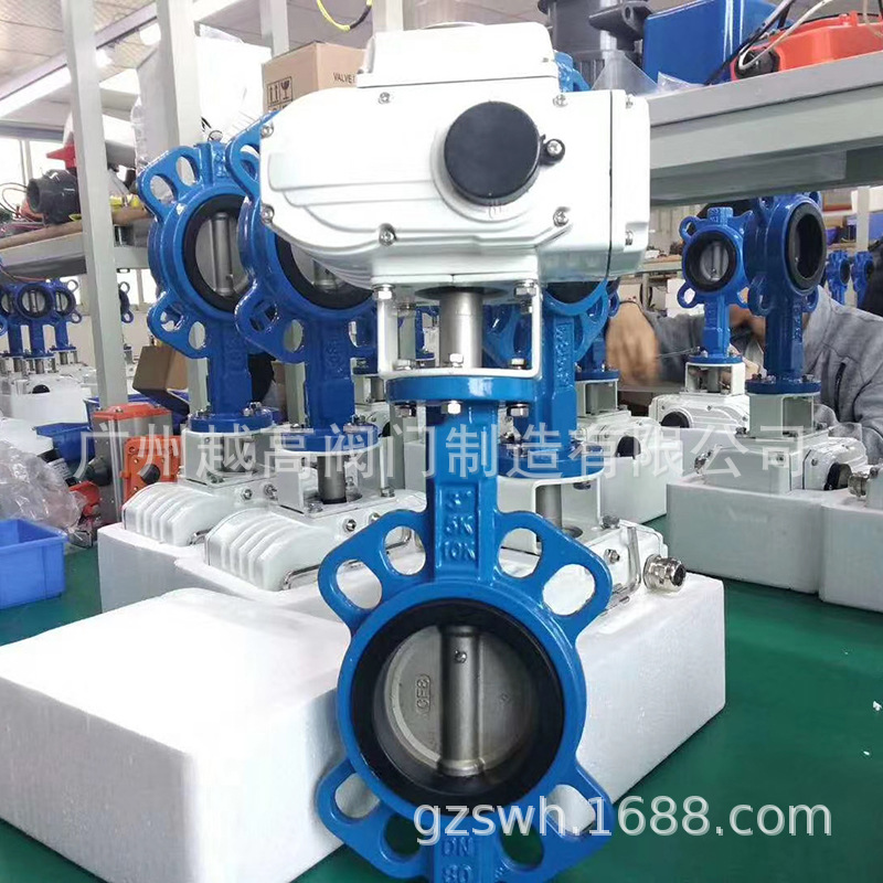 电动蝶阀D971X-16对夹式软密封四氟球墨不锈钢铸铁调节开关220V