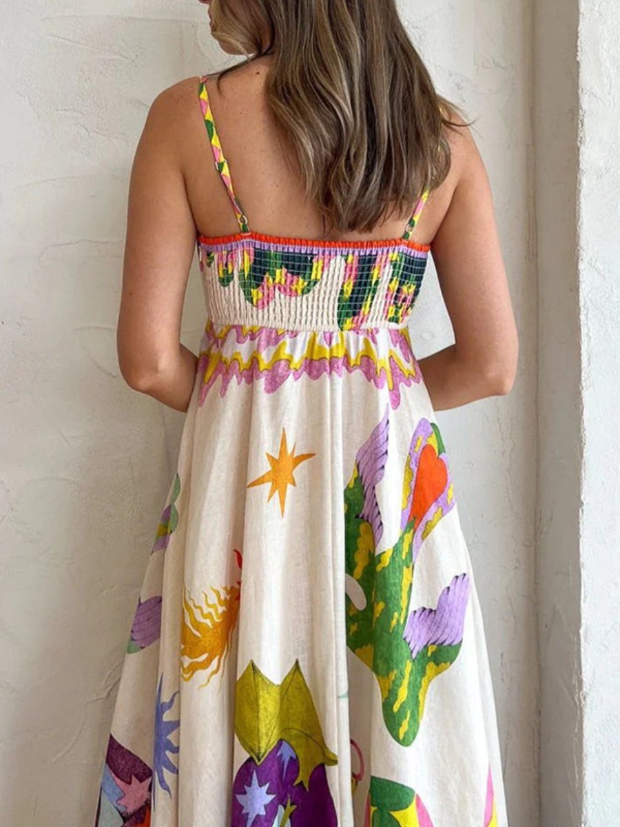 Sleeveless Sleeve Length Strap Dress Dresses Type Wholesale Women's Vacation Printing Animal Eye Holiday Daily Beach Strap Sleeveless Strap Dress
