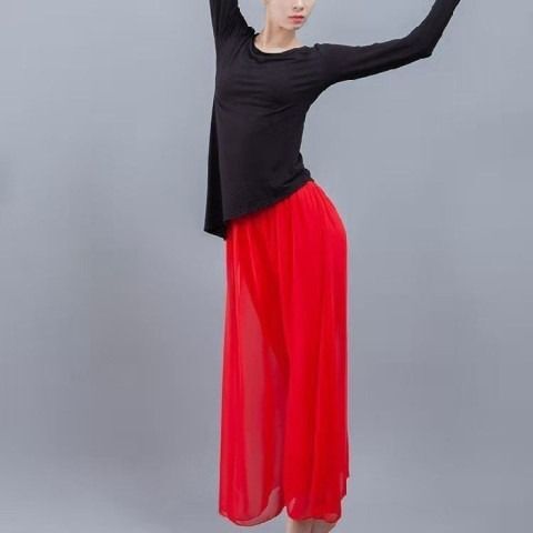 Chiffon wide-leg pants, large size, fat MM, loose high-waist pants and skirt, long nine-cent