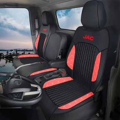 Full Coverage Narrow Body Wide – Modelə uyğun (Original) oturacaq örtükləri - leather-ice-silk-black-red-a-set-of-driver-and-co-pilot
