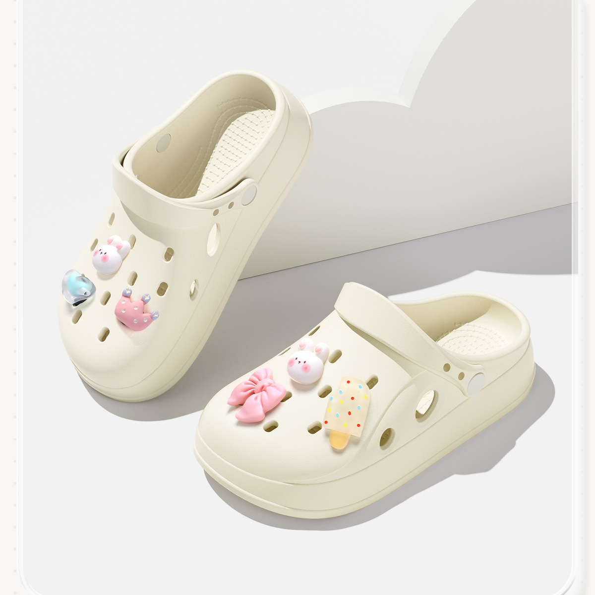 Children's Solid Color Clogs Parent-child Beach Sandals Slippers_voghion.com