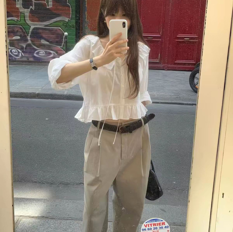 Xh Korean-Style Loose Solid Color Versatile Casual Pants Dongdaemun Autumn New Straight High-Waisted Slimming Long Pants