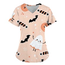 上衣女式T恤V领护士服万圣系列休闲欧美跨境源头直销速卖通亚马逊