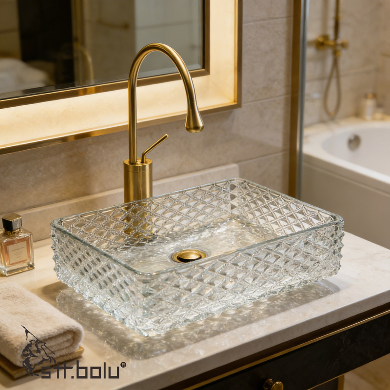 Finished Glass Washbasin Art Table Basin Light Luxury Transparent Die Casting Hotel Engineering Household Crystal Washbasin