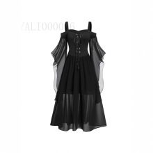 亚马逊欧美新款万圣节礼服连衣裙 跨境万圣节吊带裙绑带礼服裙女