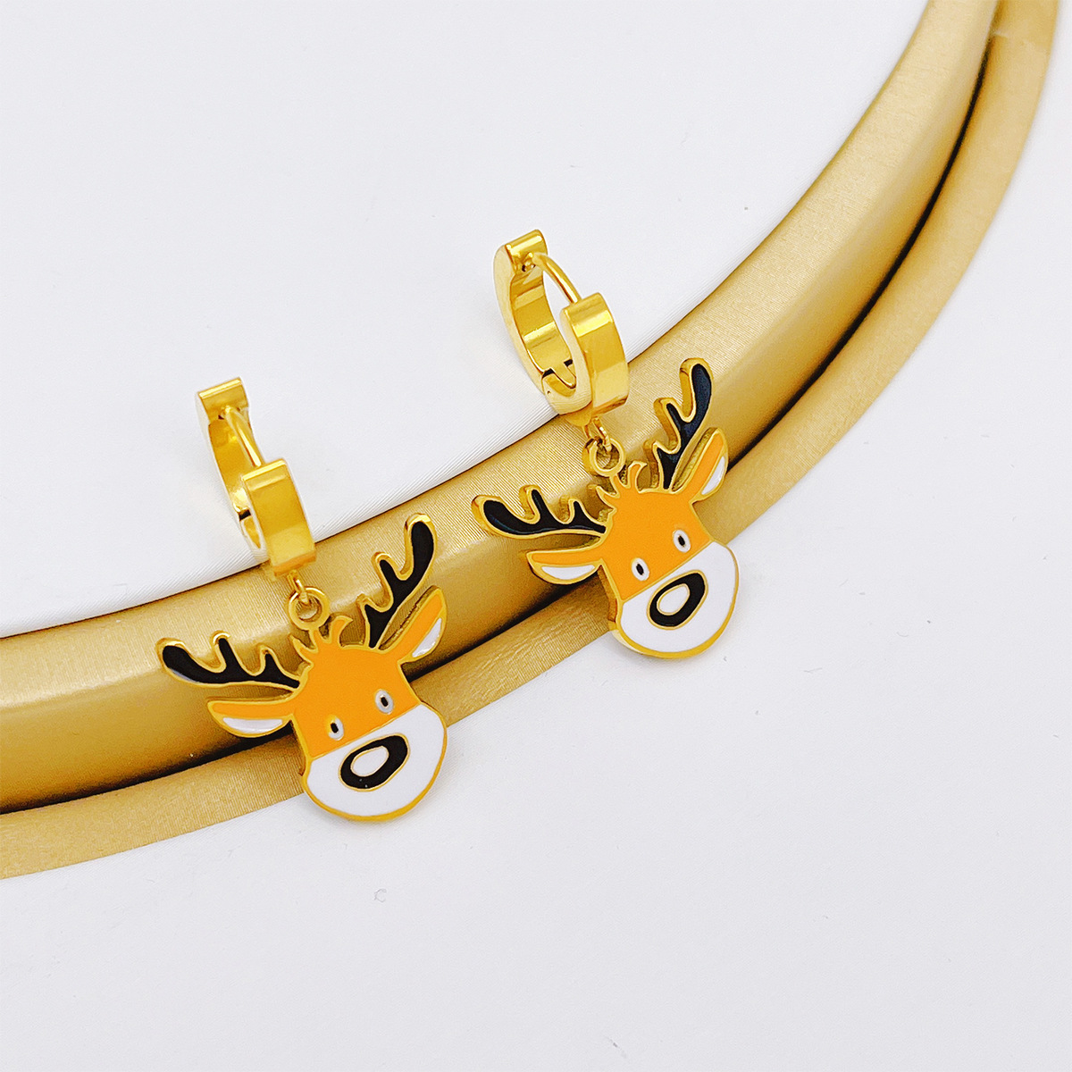 Collar de acero inoxidable de alta calidad de lujo ligero TENA Navidad alce conjunto de joyería de mano de acero de titanio no se desvanece mujer
