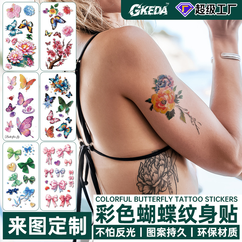 Temporary Arm Tattoo Stickers for Women, Colorful Butterfly 3D Tattoo Stickers, Waterproof and Sweat-Proof, Disposable Long-Lasting Tattoo Stickers Temporary Arm Tattoo Stickers for Women, Colorful Butterfly 3D Tattoo Stickers, Waterproof and Sweat-Proof, Disposable Long-Lasting Tattoo Stickers