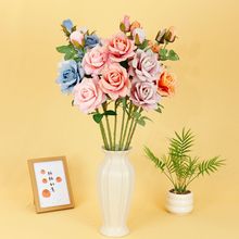 三头奶油玫瑰 道具摆件拍摄仿真花场景搭建布置新中式配饰工艺品