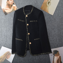 新款大码金丝小香风外套女春胖mm中长款圆领显瘦粗花呢上衣200斤