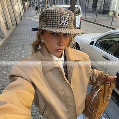 英伦老钱风平顶复古休闲百搭字母刺绣平檐棒球帽男女同款鸭舌帽子