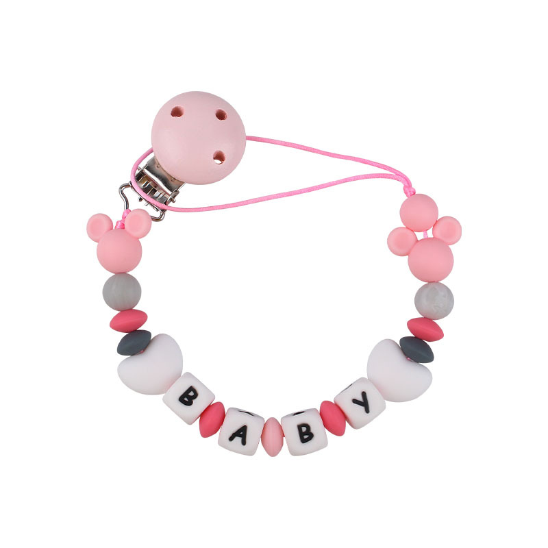 Bebé de dibujos animados Mickey cabeza pequeñas cuentas de silicona molar mordedor nuevo nombre del bebé DIY haciendo pezón cadena anti-caída