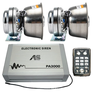 PA3000P5 Car-mounted Wireless Siren and Megaphone Electronic Alarm High-Pitched Speaker + Stainless Steel Horn
