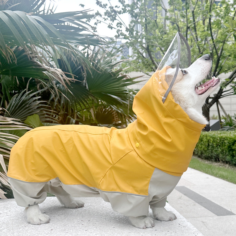 Pet Dog Raincoat Four-Legged All-Inclusive Corgi Special Raincoat for Small and Medium-Sized Dogs French Bulldog Pug Short-Legged Dog Special Rain Gear
