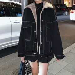 加厚休闲秋冬款外套百搭女港风韩版2025工装加绒棉服ins牛仔宽松