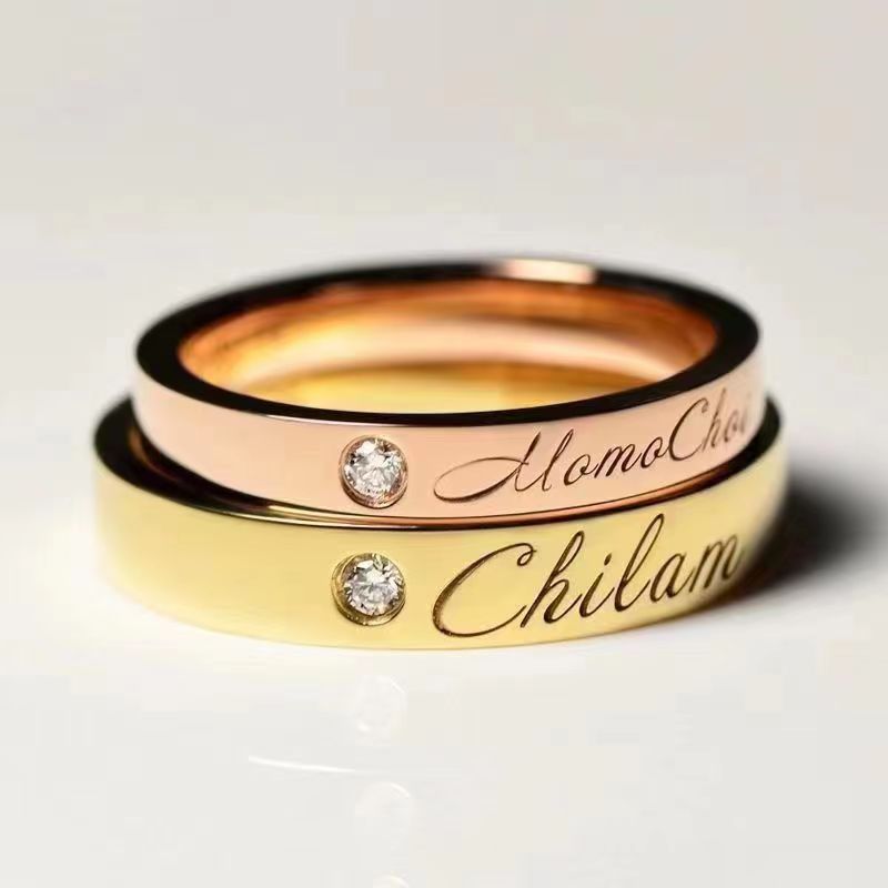 Kajia alta versión 18K oro rosa clásico anillo AU750 hombres y mujeres boda V oro amor firma anillo