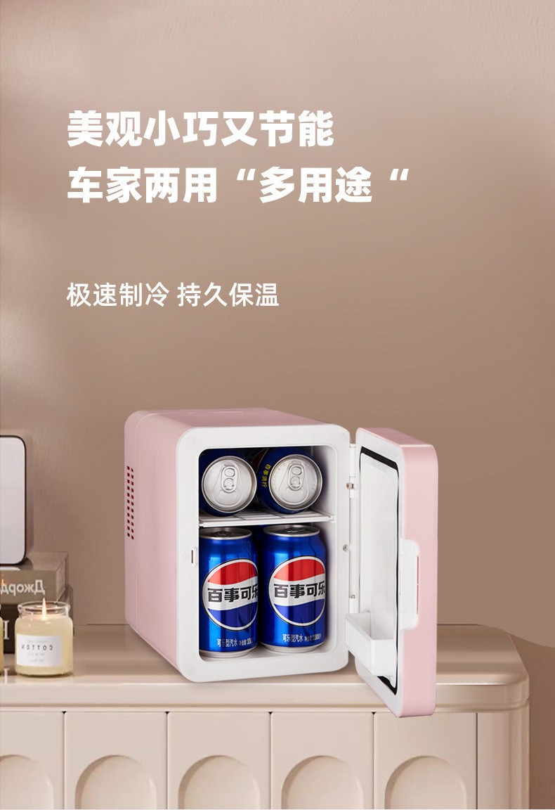 Car Beauty Mini Refrigerator Car Home Dual-use Refrigerator with Light and Mirror Multi-functional Mini Incubator