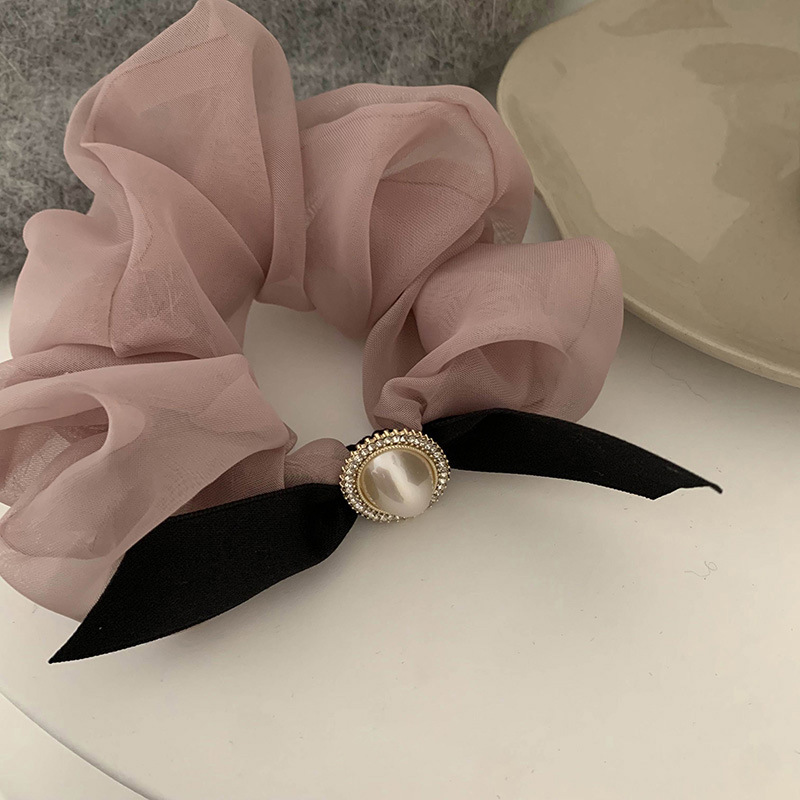 Gentle Bean Sha ~ Organza Pearl Hair Band Headwear Υψηλή ελαστική γραβάτα Αξεσουάρ μαλλιών πίσω από το κεφάλι Σχοινί μαλλιών Κορέα_voghion.com