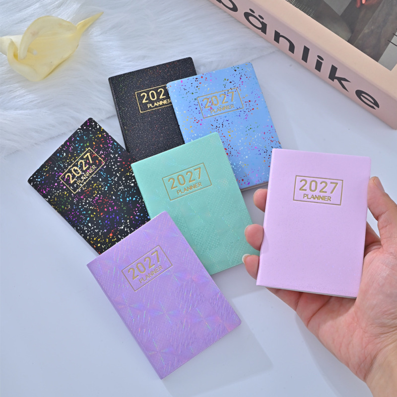 Cross-Border 2027 A7 English Planner 2026 Laser Cover Weekly Planner Mini Daily Planner Wholesale