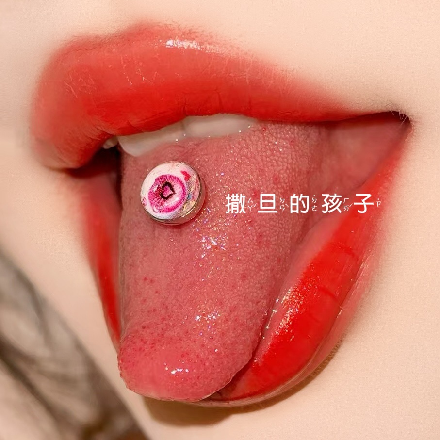 Satan's Child Succubus Heart Tongue Nail Titanium Steel Tongue Ring 20mm Length 1.6mm Gauge detail image 3