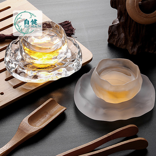 Japanese style frozen burning first snow gradient pink god cup master cup ladies tea set tea cup handmade glass tea set