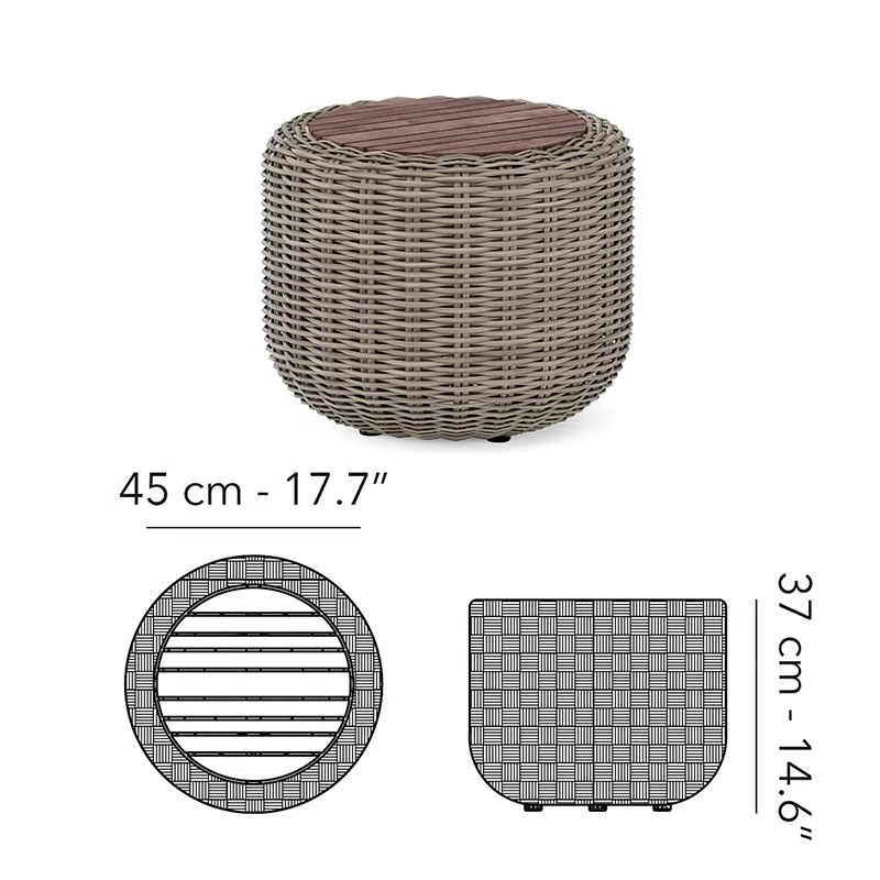 Sofá de caña simple al aire libre combinación de patio balcón silla de caña jardín al aire libre redonda muebles de caña villa impermeable