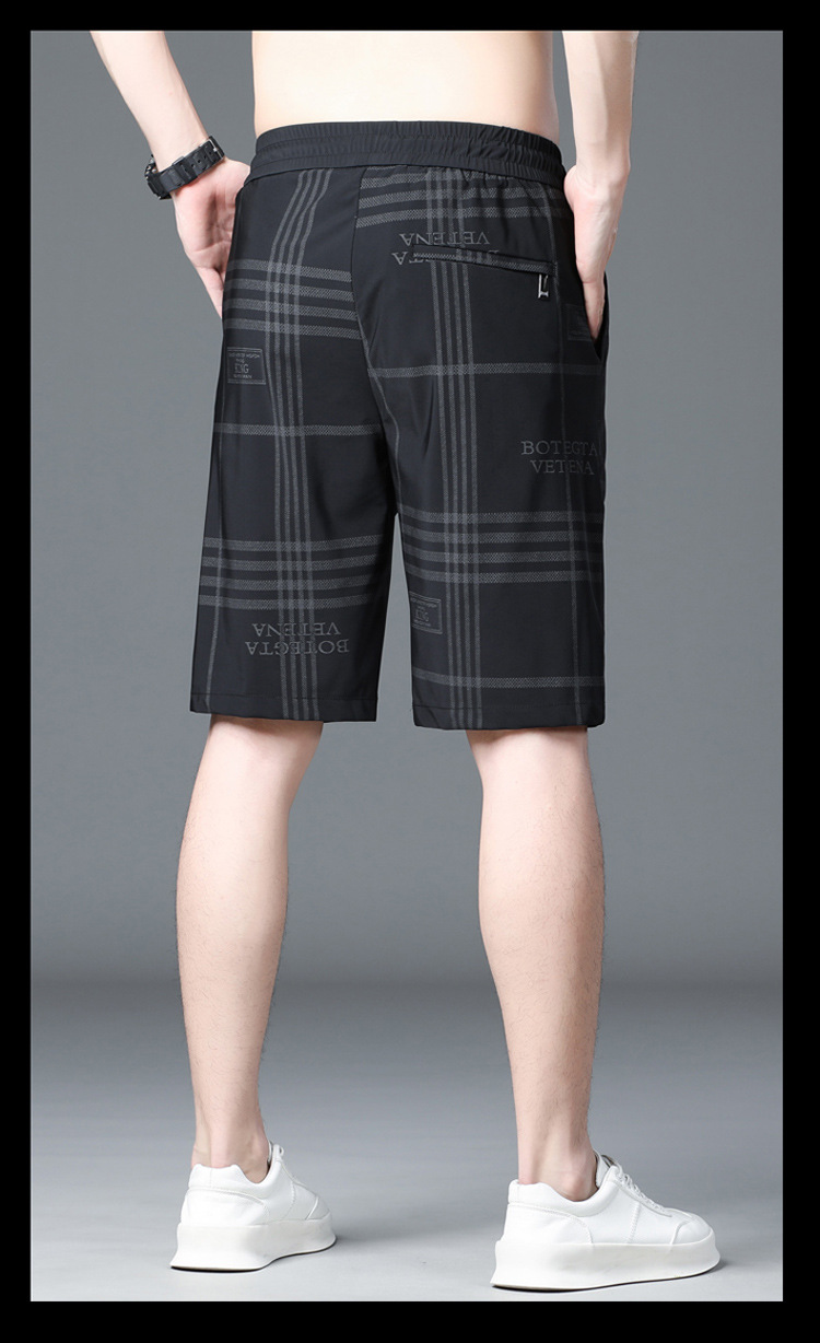 2023 New Denim Shorts Split Black Tight Loose Waist Casual Men's Middle Pants Dark Pattern_voghion.com