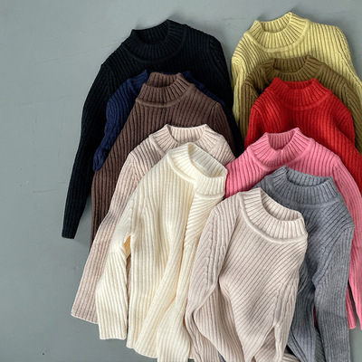 2022秋冬新款毛衣 软糯不起球多色圆领纯色套头毛衣男童女童批发|ms